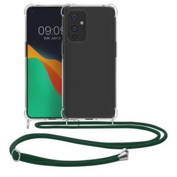 Husa Kwmobile pentru OnePlus 9, Silicon, Transparent/Verde, 54436.80