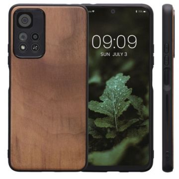 Husa Kwmobile pentru Xiaomi Redmi Note 11 Pro Plus 5G, Lemn, Maro, 58913.18