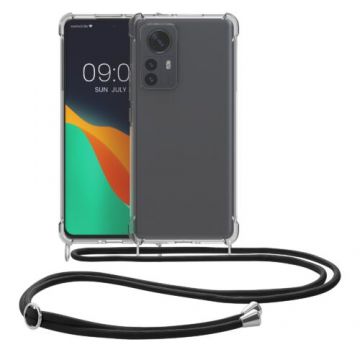 Husa Kwmobile pentru Xiaomi 12/12X, Silicon, Transparent/Negru, 57940.03