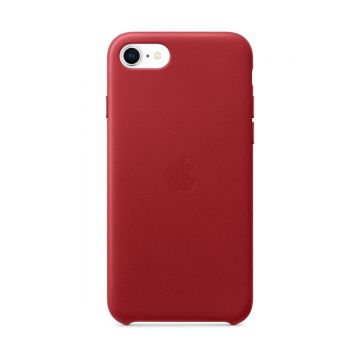 Capac protectie spate Apple Leather Case pentru iPhone SE 2020 Red