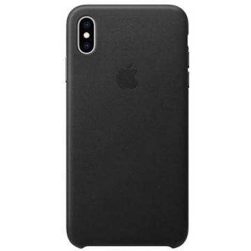 Capac protectie spate Apple Leather Case pentru iPhone XS Max Black