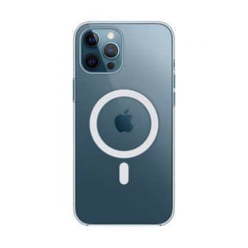 Capac protectie spate Apple Silicone Case MagSafe pentru iPhone 12 Pro Max Transparent