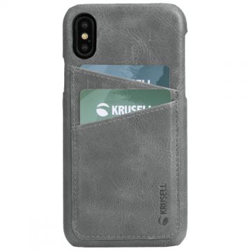 Capac protectie spate Krusell Sunne Cover 2 Card pentru Apple iPhone XS Max 6.5″ Leather Vintage Grey
