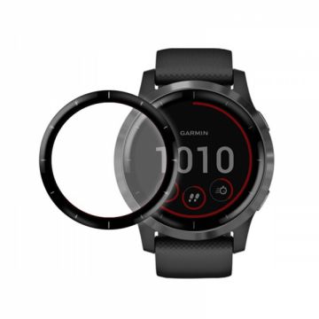 Folie de protectie ecran fullsize 3D pentru Garmin Vivoactive 4 / 4 Sport 46mm din fibra de sticla si hidrogel negru