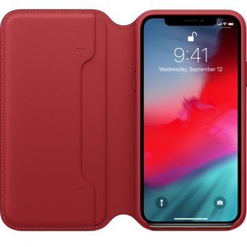 Husa Apple Leather Folio pentru iPhone XS Red