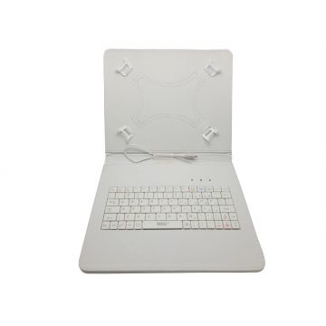 Husa cu Tastatura pentru Tableta 9.7” MRG L-462, Micro Usb, Model X, Alb C462