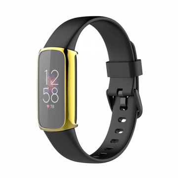 Husa de protectie tip rama cu ecran din silicon electroplacat pentru Fitbit Luxe auriu