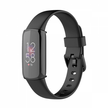 Husa de protectie tip rama cu ecran din silicon electroplacat pentru Fitbit Luxe negru