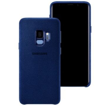 Husa protectie spate Samsung Alcantara Cover Blue pt Galaxy S9