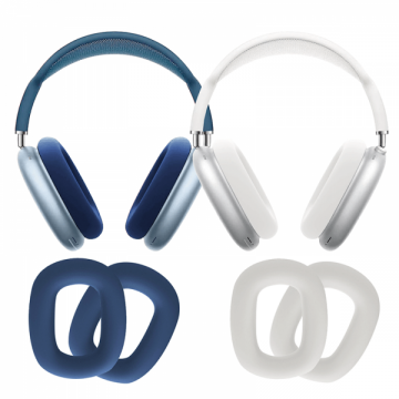 Set 2 huse de protectie pentru pernute auriculare Apple AirPods Max din silicon ultramoale alb albastru