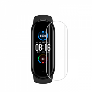 Set 3 folii de protectie ecran pentru Xiaomi Mi Band 5 din Hidrogel rezistent la zgarieturi transparent