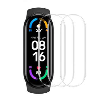 Set 3 folii de protectie ecran pentru Xiaomi Mi Band 6 din Hidrogel rezistent la zgarieturi transparent