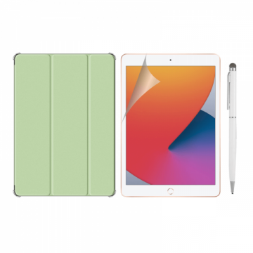 Set 3 in 1 pentru iPad 9.7 inch iPad Air 1/ Air 2 / Ipad Pro 9.7 inch cu husa carte folie protectie ecran si stylus A1893 / A1954 / A1822 / A1823 / A1673 / A1674 / A1675 / A1673 / A1674 / A1675 / A1474 / A1475 / A1476 verde