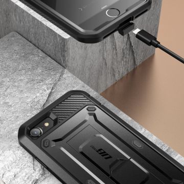 Carcasa 360 grade Supcase Unicorn Beetle Pro compatibila cu iPhone 7/8/SE 2020/2022, Protectie display, Negru