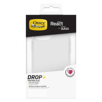 Carcasa Otterbox React compatibila cu iPhone 12 Pro Max cu folie de protectie Trusted Glass, Clear