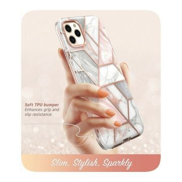 Carcasa stylish Supcase Cosmo compatibila cu iPhone 11 Pro cu protectie display, Marble