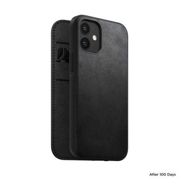 Husa din piele naturala NOMAD Rugged Folio compatibila cu iPhone 12 Mini Black