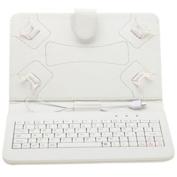 Husa tableta model X cu tastatura MRG L338, MicroUSB, 10 inch, Alb C338