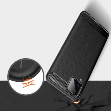 Carcasa TECH-PROTECT TPUCARBON compatibila cu Samsung Galaxy M12 Black