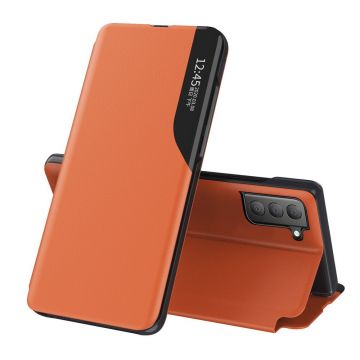 Husa Eco Leather View compatibila cu Samsung Galaxy S21 FE 5G Orange