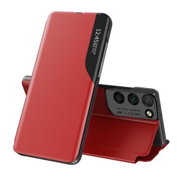 Husa Eco Leather View compatibila cu Samsung Galaxy S21 Ultra Red