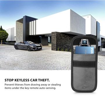 Husa Tech-Protect V1 Keyless RFID Signal Blocker, 2 buzunare, Gri