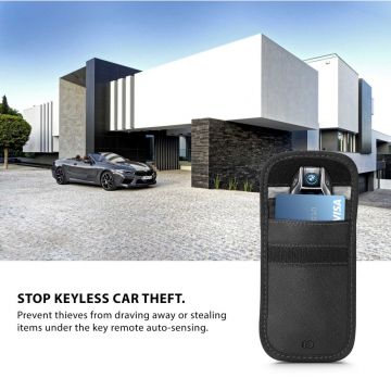 Husa Tech-Protect V1 Keyless RFID Signal Blocker, 2 buzunare, Negru