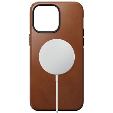 Carcasa din piele naturala NOMAD Modern Leather MagSafe compatibila cu iPhone 14 Pro Max Tan