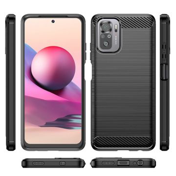 Carcasa TECH-PROTECT TPUCARBON compatibila cu Xiaomi Poco M5s si Redmi Note 10/10S Black
