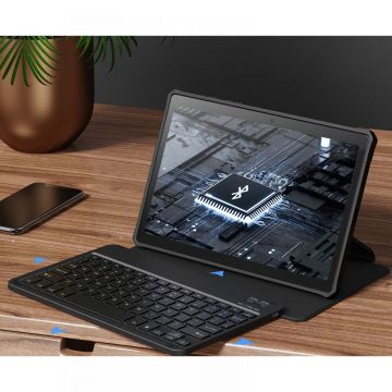 Husa cu tastatura Infiland Keyboard Stand compatibila cu Samsung Galaxy Tab A8 10.5 inch Black