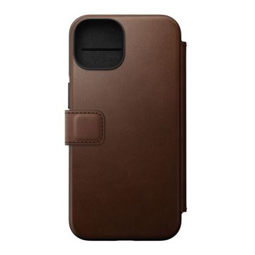Husa din piele naturala NOMAD Leather Folio MagSafe compatibila cu iPhone 14 Brown