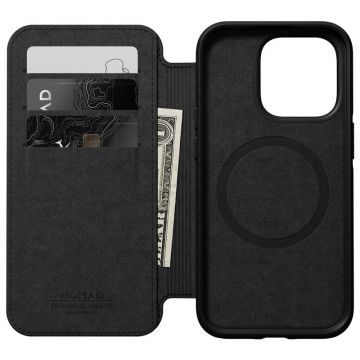 Husa din piele naturala NOMAD Leather Folio MagSafe compatibila cu iPhone 14 Pro Black