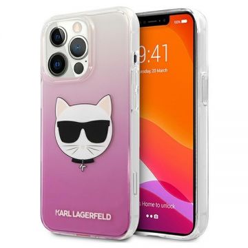 Husa Karl Lagerfeld KLHCP13XCTRP compatibila cu iPhone 13 Pro Max, Choupette Head, Roz