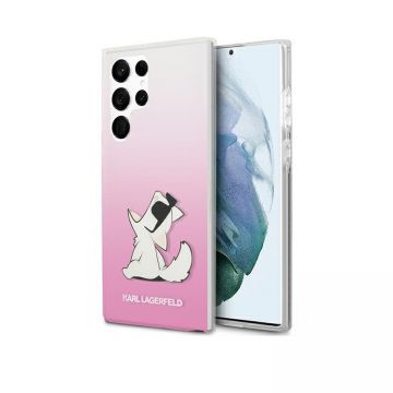 Husa Karl Lagerfeld KLHCS22LCFNRCPI compatibila cu Samsung Galaxy S22 Ultra, Choupette Eat, Roz