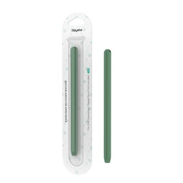 Husa Stoyobe Nice Sleeve compatibila cu Apple Pencil 2, Silicon, Verde inchis