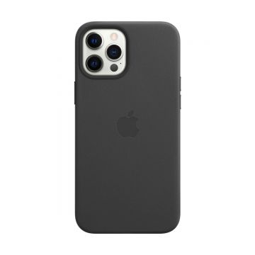 Husa Apple Leather Case MagSafe pentru iPhone 12 Pro Max Black