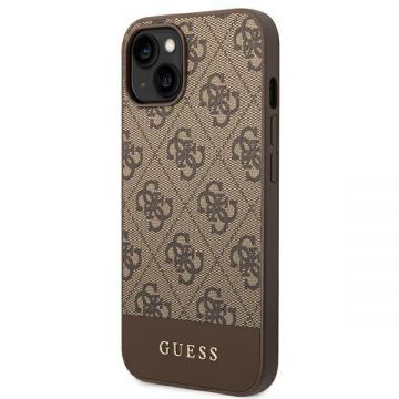 Husa Guess GUHCP14MG4GLBR compatibila cu iPhone 14 Plus, 4G Stripe, Maro