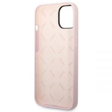 Husa Guess GUHCP14SSLTGU compatibila cu iPhone 14, Silicone Triangle Logo, Mov