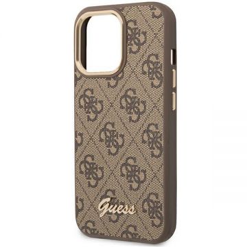 Husa Guess GUHCP14XHG4SHW compatibila cu iPhone 14 Pro Max, 4G Vintage Gold Logo, Maro