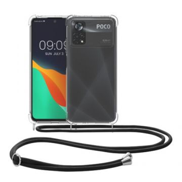 Husa Kwmobile pentru Xiaomi Poco X4 Pro 5G, Silicon, Transparent/Negru, 57985.03