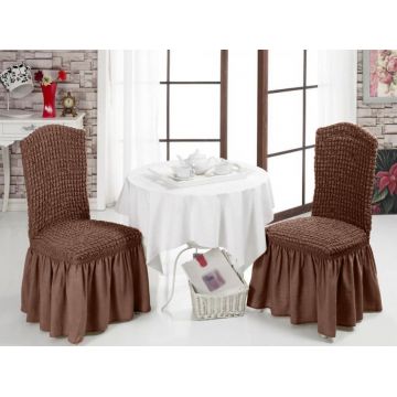 Set 6 huse elastice scaun, Bulsan, poliester, maro Set 6 huse elastice scaun, Bulsan, poliester, maro