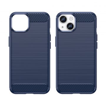 Carcasa Flexible Carbon compatibila cu iPhone 14 Blue