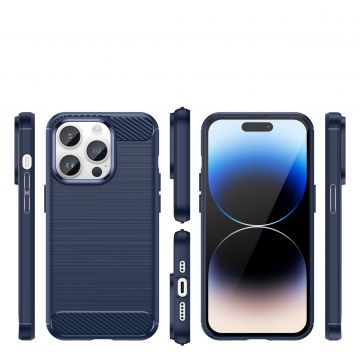 Carcasa Flexible Carbon compatibila cu iPhone 14 Pro Blue