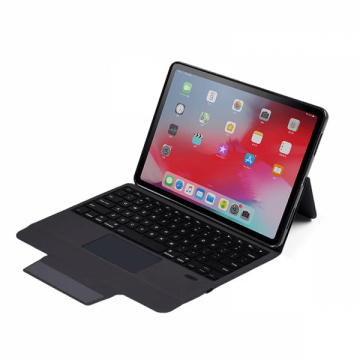 Husa carte cu tastatura si TouchPad Bluetooth pentru iPad Pro 12.9 2018 - 2021 A1876 / A1895 / A1983 / A2014 / A2069 . A2229 / A2232 / A2233 / A2379 / AA2461 / A2462 negru