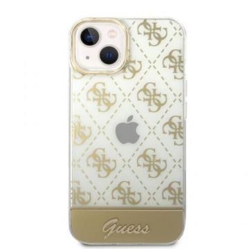 Husa Cover Guess PC/TPU Peony Glitter Script Logo pentru iPhone 14 Pro Max Auriu