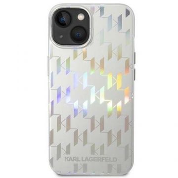 Husa Cover Karl Lagerfeld Iridescent Monogram pentru iPhone 14 Plus Silver