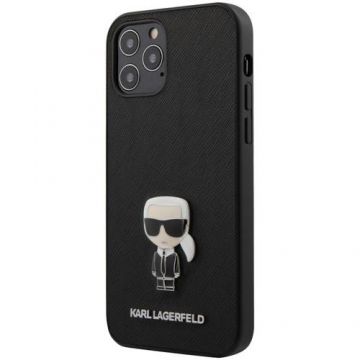 Husa de protectie Karl Lagerfeld Saffiano Iconik pentru Apple iPhone 12 Pro Max, Negru