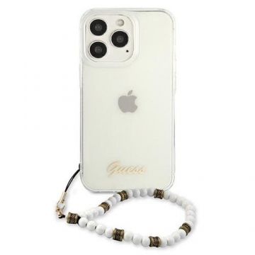 Husa Guess pentru iPhone 13/13 Pro, Lant perle, PC, Transparent