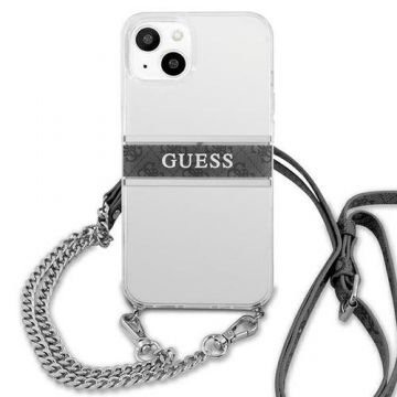 Husa Guess pentru iPhone 13 Mini, Lant argintiu, PC, Transparent