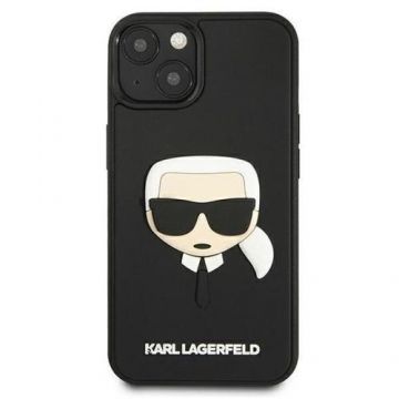 Husa Karl Lagerfeld KLHCP13SKH3DBK compatibila cu iPhone 13 Mini, 3D Rubber Karl`s Head, Negru